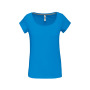 Dames-t-shirt korte mouwen met boothals Tropical Blue S