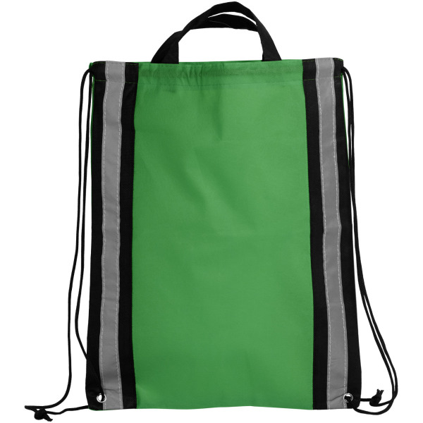 Reflective non-woven drawstring backpack 5L - Green