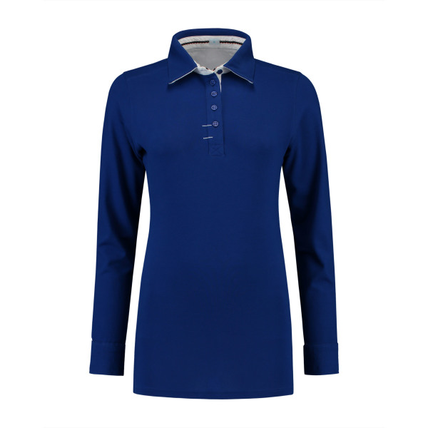 L&S Polo Contrast Cot/Elast LS for her Royal Blue/WH Delete Item S