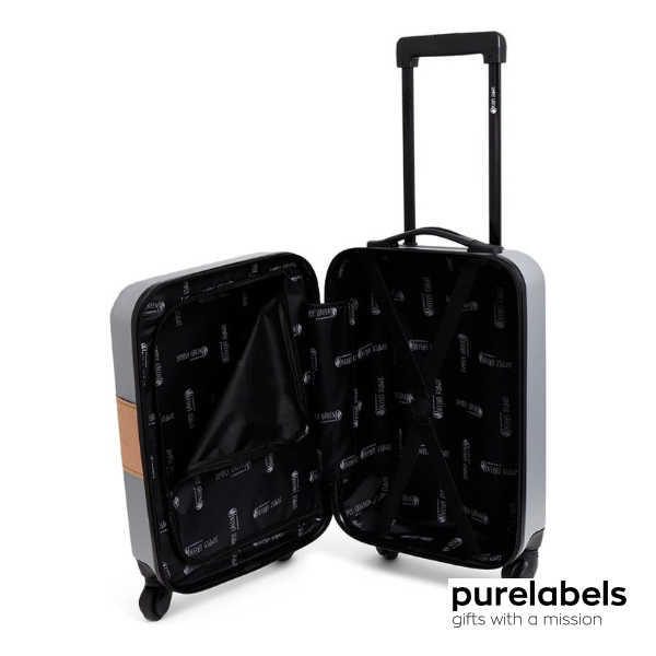 Handbagage koffer duurzaam - stijlvolle trolley rpet | zilvergrijs