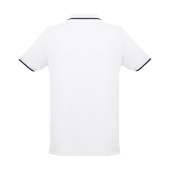 THC ROME WH. Tweekleurig katoenen herenpoloshirt. Witte kleur