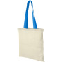 Nevada 100 g/m² cotton tote bag coloured handles 7L - Natural/Process blue