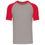 Baseball - Tweekleurig T-shirt Light Grey / Red M