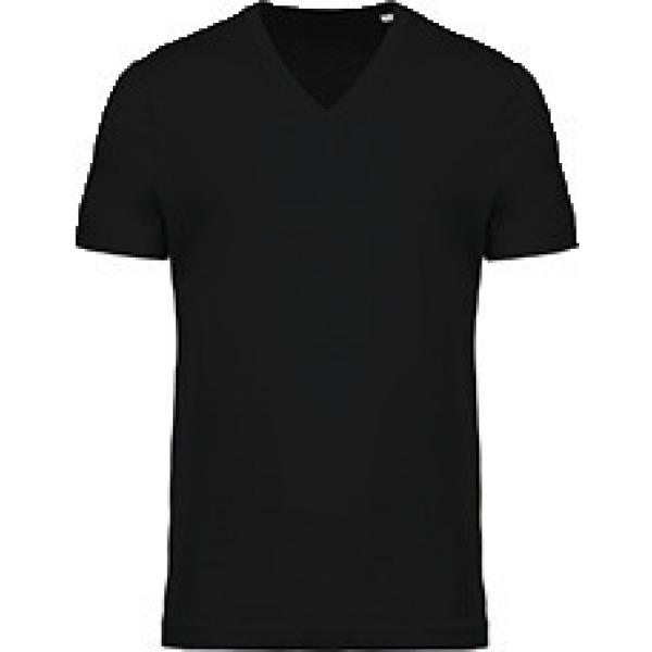 Heren-t-shirt BIO-katoen V-hals Black XXL