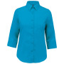 Overhemd in onderhoudsvriendelijk polykatoen-popeline 3/4-mouwen dames Bright Turquoise S
