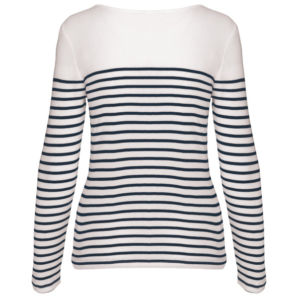 Gestreept dames-t-shirt lange mouwen White / Navy Stripes S