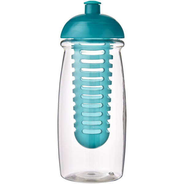 H2O Active® Pulse 600 ml bidon en infuser met koepeldeksel - Transparant/Aqua blauw