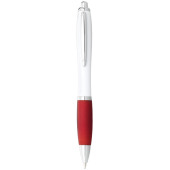 Nash kulspetspenna med vit kropp och färgat grepp - Vit/Röd