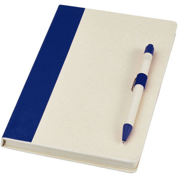 Dairy Dream A5 size reference recycled milk cartons notebook and ballpoint pen set - Blue