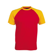 Baseball - Tweekleurig t-shirt Red / Yellow S