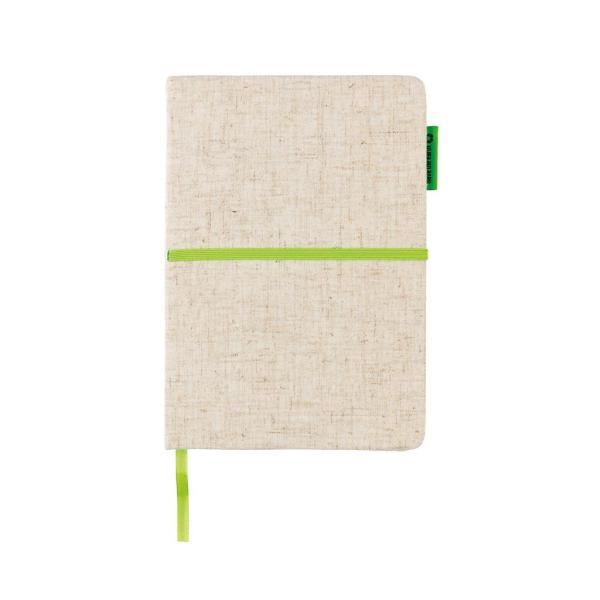 A5 Eco jute katoen notitieboek, groen