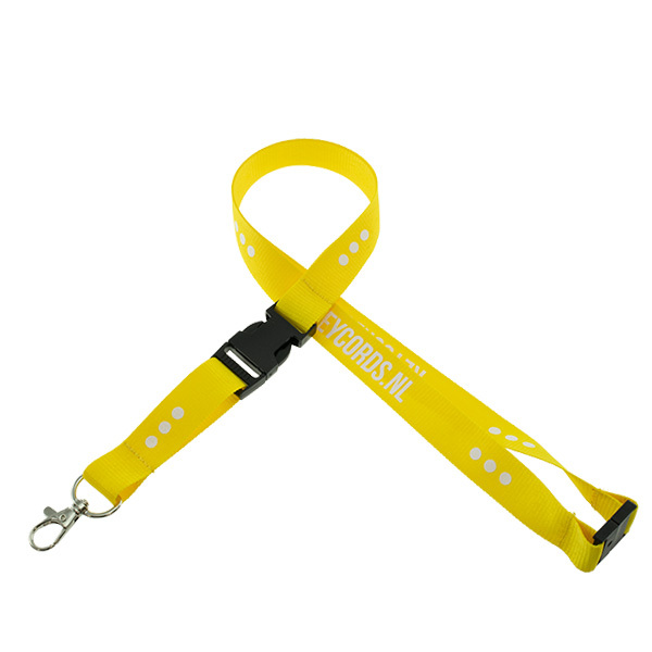 Keycord met buckle en safety clip - geel