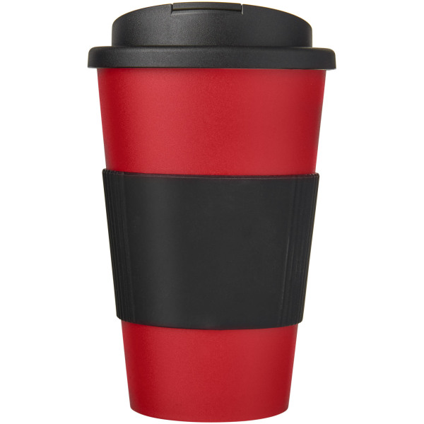 Americano® 350 ml tumbler with grip & spill-proof lid - Red/Solid black