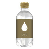 Bronwater 330 ml met draaidop - Gold - Goud. Prijs is inclusief full color bedrukking op etiket.
