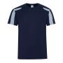 AWDis Cool Contrast Wicking T-Shirt, Oxford Navy/Sky Blue, L, Just Cool