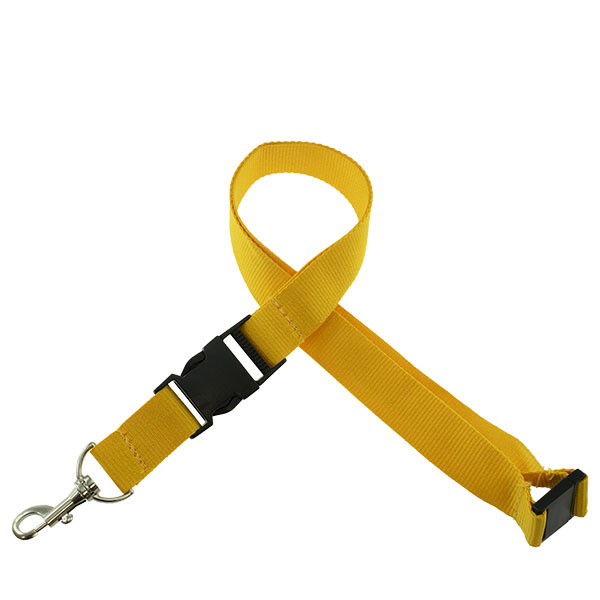 Onbedrukt Breed Keycord met buckle en safety clip - geel