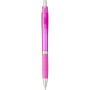 Turbo doorschijnende balpen met rubberen grip - Magenta