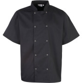 Studded Front Short Sleeve Chef's Jacket Black L