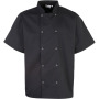 Studded Front Short Sleeve Chef's Jacket Black L