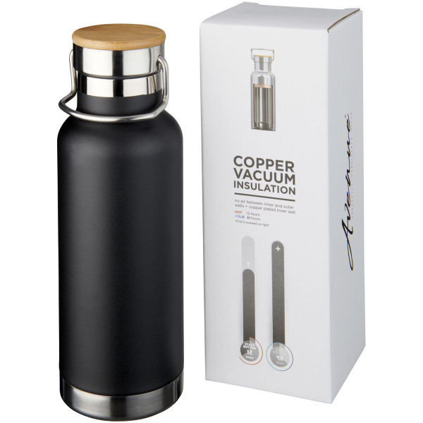 Thor 480 ml copper vacuum insulated water bottle - Solid black