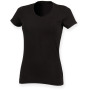 Ladies Stretch V-neck T-shirt Black S