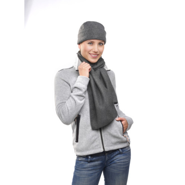 Polyester fleece (200 gr/m²) muts en sjaal Russo grijs