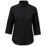 Overhemd in onderhoudsvriendelijk polykatoen-popeline 3/4-mouwen dames Black S