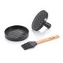 BBQ set with hamburger press and brush, grey