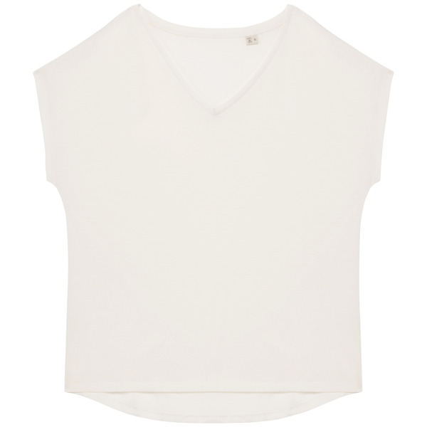 Ecologisch baggy dames-T-shirt V-hals Ivory L