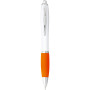 Nash ballpoint pen white barrel and coloured grip - White/Orange