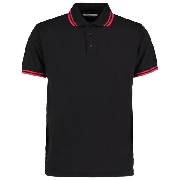 Contrast Tipped Poly/Cotton Piqué Polo Shirt, Black/Red, XXL, Kustom Kit