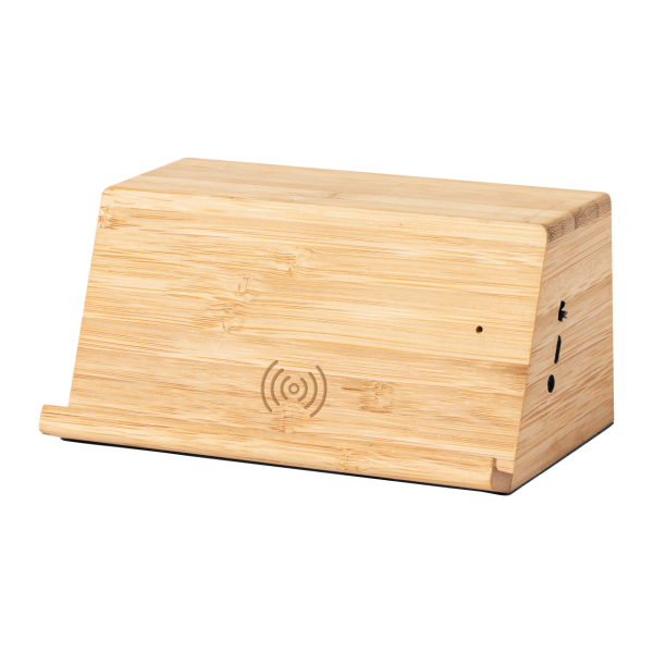 Boxă cu inducție din bambus cu suport pentru mobil - Zaphir
