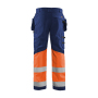 High Vis werkbroek met stretch en gereedschapzakken
