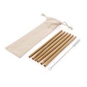Herbruikbaar bamboe rietje set 6 stuks Herbruikbaar bamboe rietje set 6 stuks