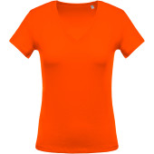 Ladies' short-sleeved V-neck T-shirt Orange XL
