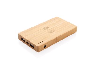 Bamboe 4.000 mAh powerbank met 5W draadloze oplader