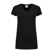 L&S T-shirt V-neck cot/elast SS for her black XXL