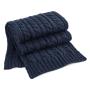 Cable Knit Melange Scarf - Navy