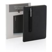 Standaard hardcover PU A5 notitieboek met stylus pen, zwart