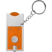 Allegro LED sleutelhanger met munthouder en lampje - Oranje/Zilver