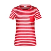 Ladies' T-Shirt Striped - red/white - S