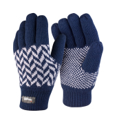 Pattern Thinsulate Glove - Navy/Grey - S/M