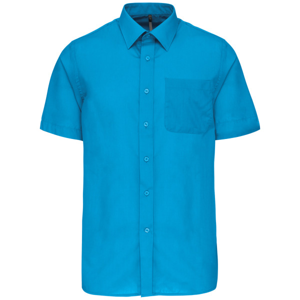 Overhemd in onderhoudsvriendelijk polykatoen-popeline korte mouwen heren Bright Turquoise 3XL