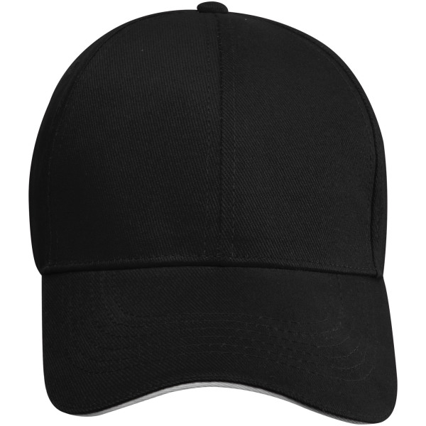 Topaz 6 panel GRS recycled sandwich cap - Solid black