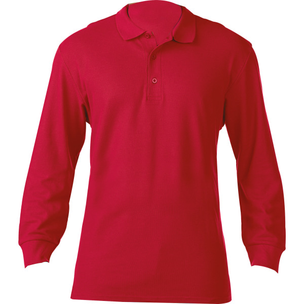 Premium Cotton® Adult Long Sleeve Double Piqué Polo Red XL