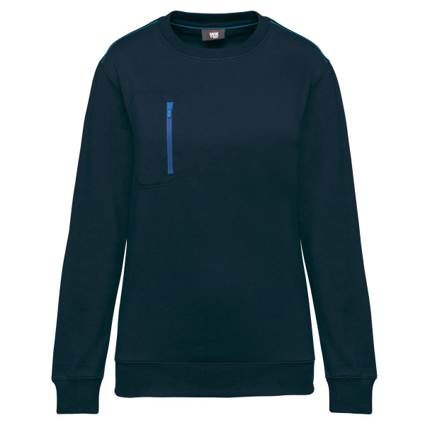 DayToDay unisex sweater met zip contrasterende zak Navy / Royal Blue XS