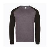 AWDis Baseball Sweatshirt, Charcoal/Jet Black, L, Just Hoods