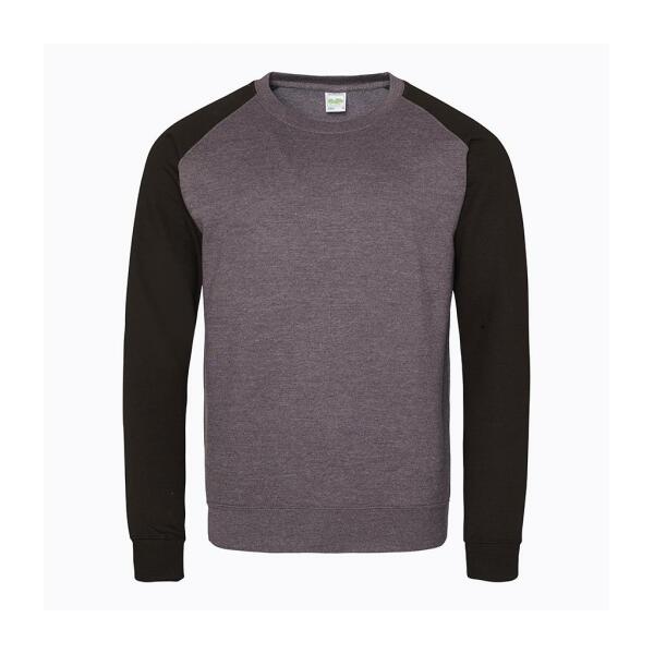 AWDis Baseball Sweatshirt, Charcoal/Jet Black, L, Just Hoods