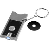 Allegro LED sleutelhanger met munthouder en lampje - Zwart/Zilver