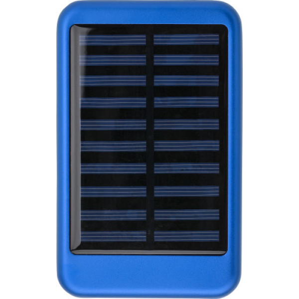Aluminium solar powerbank blauw